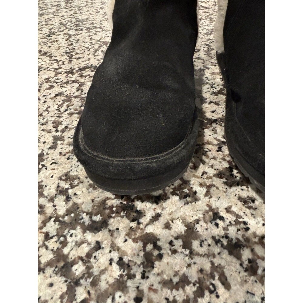 Michael Kors Winter Boots Suede Shearling Sz 8 Black With White Fur Trim - Flaw - Picture 10 of 11